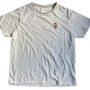 Denim & Flower Ricky Singh Ringer T Shirt White and Green with Bear Size XL